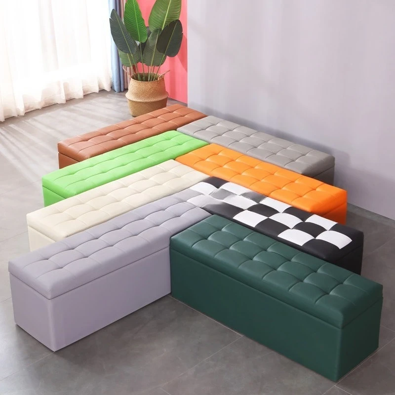 Fitting room stool rest shoe store shoe changing long strip foot stool leather pier