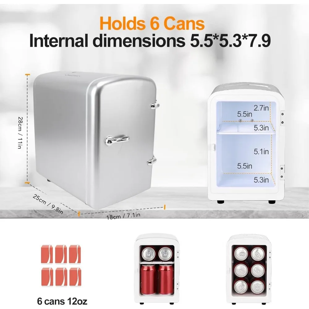 Frigo portatile, frigorifero e scaldino AC100-240V Mini frigorifero da 4 litri per viaggi (spina americana)