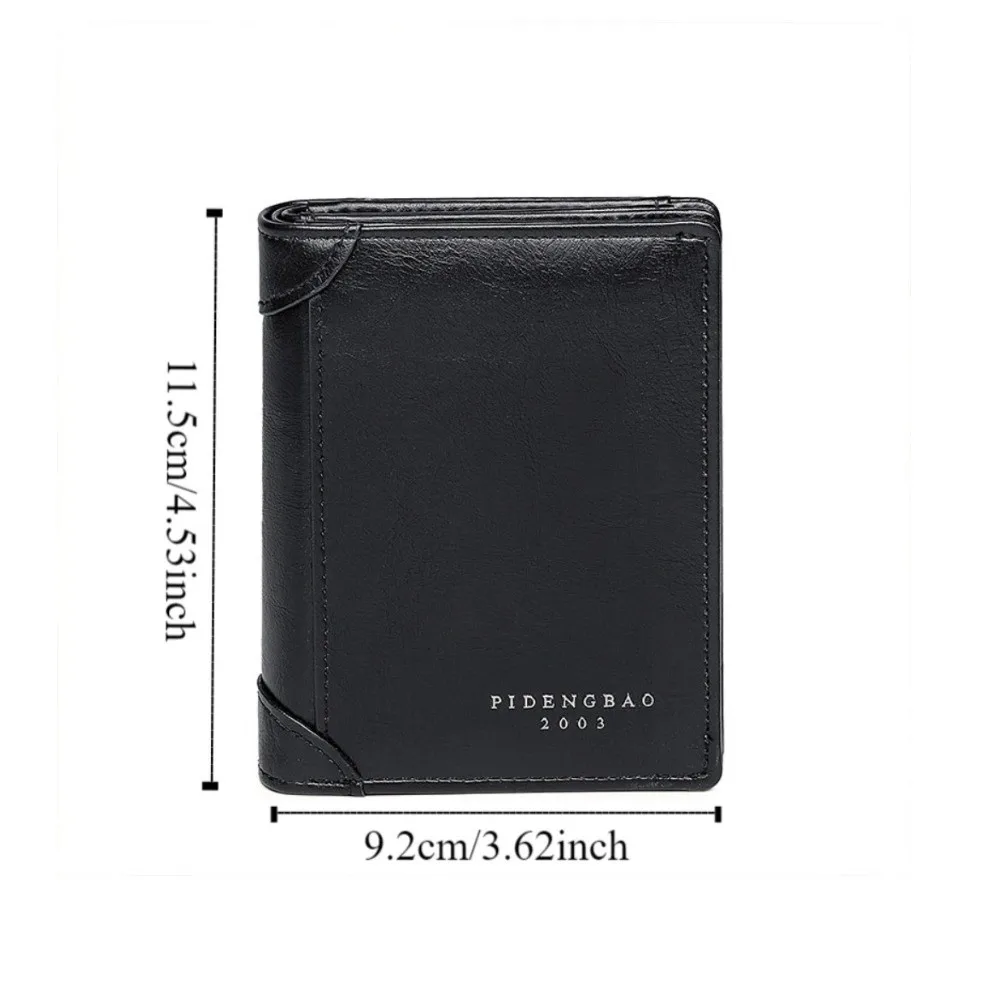 Korean Fashion Short PU Leather Wallets ID Credit Card Multi Function Card Holder Zipper Pouch Storage Men Clutch Bag Business