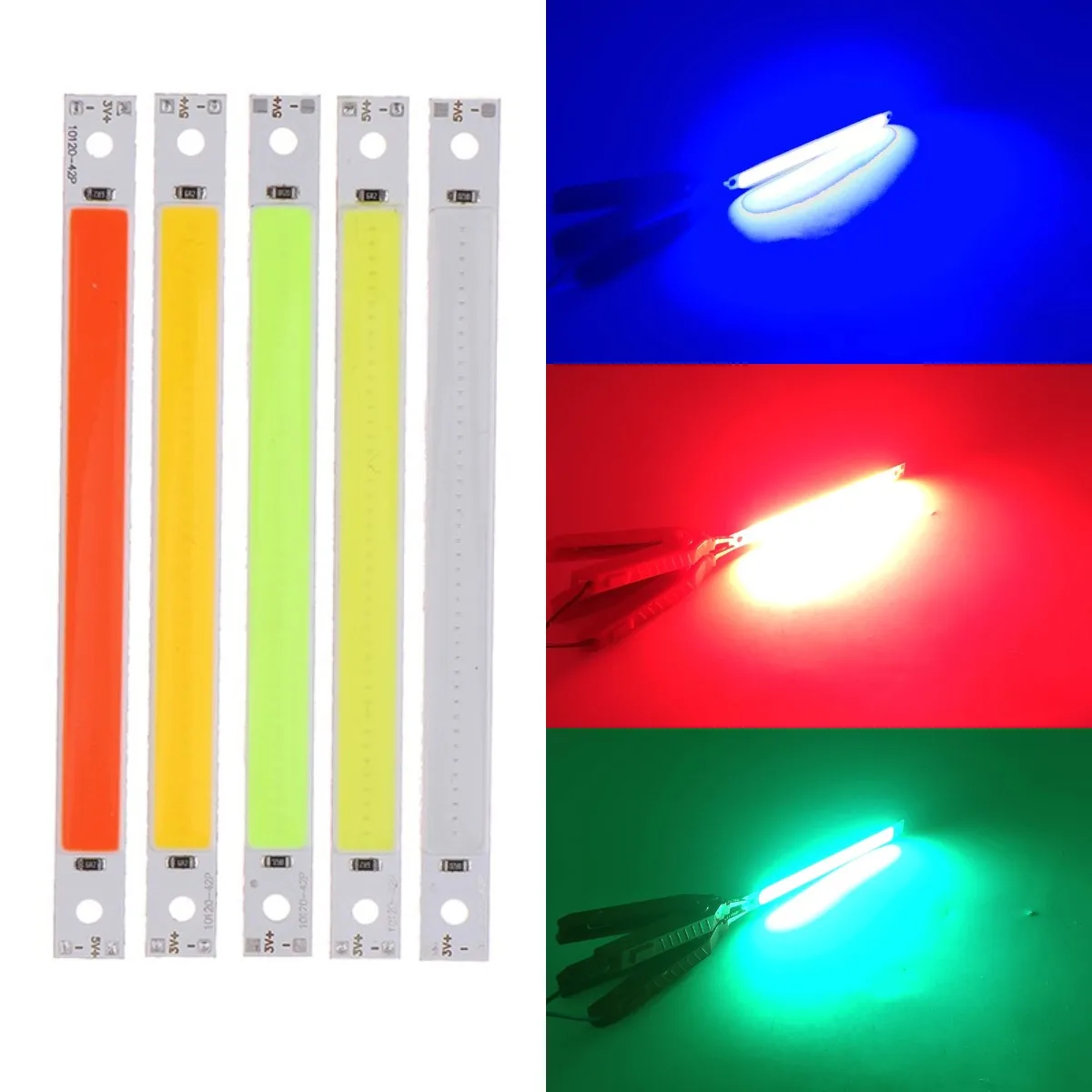 120x10mm 3V 5V LED Bulb COB Strip Chip On Board Warm/Cold White/Blue/Red/Green 5W LED Lights For COB Work Lamps Decoration Light