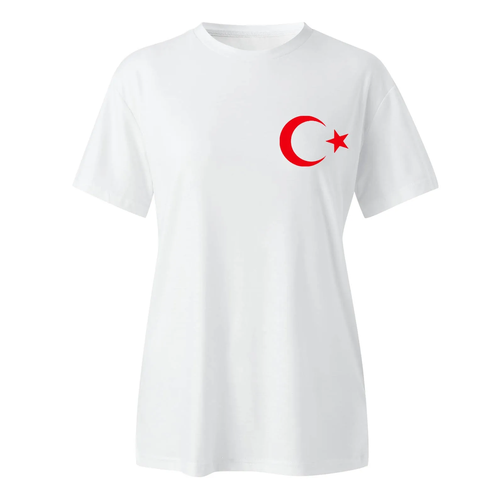 Turkish Flag Print T-Shirts Women 2024 New Casual Summer Turkey Tee Shirts Printed Short Sleeve O-Neck T-Shirt Female Top Tee