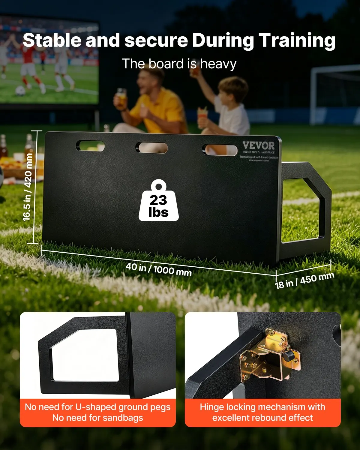 Panneau de rebond pour football, panneau de rebond pliable, 100 x 40 cm, équipement d'entraînement mural en HDPE, panneau de rebond pour entraînement, dispositif de rebond dédié pour entraînement de football, noir