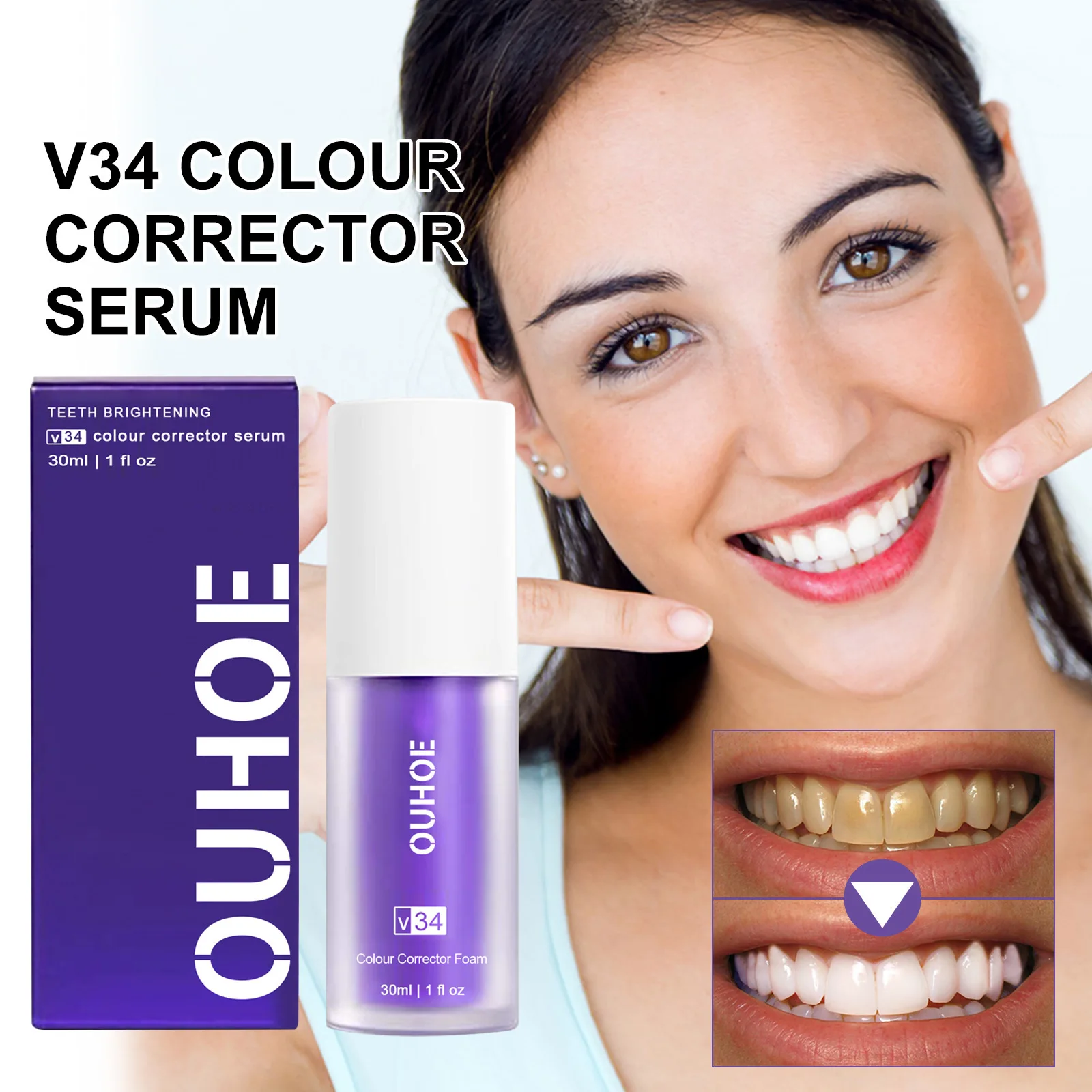 V34 Teeth Whitening Toothpaste Serum Remove Plaque Stains Oral Hygiene Cleaning Dental Bleaching Tools Fresh Breath Tooth Care