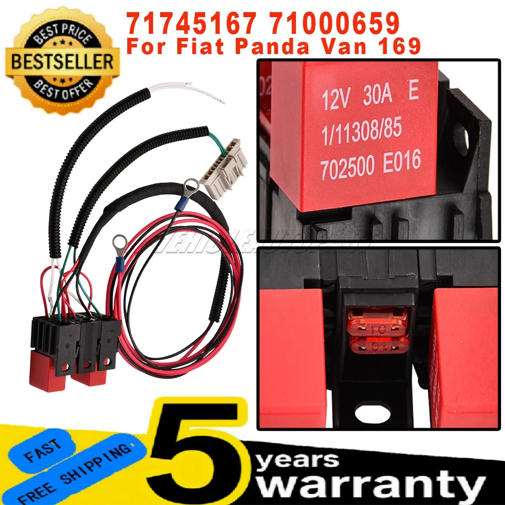 New 71745167 For Fiat Panda Van 169 2003-2013 1 Set Fari Anabbaglianti Repair Connector Wiring Harness Kit Car Accessories