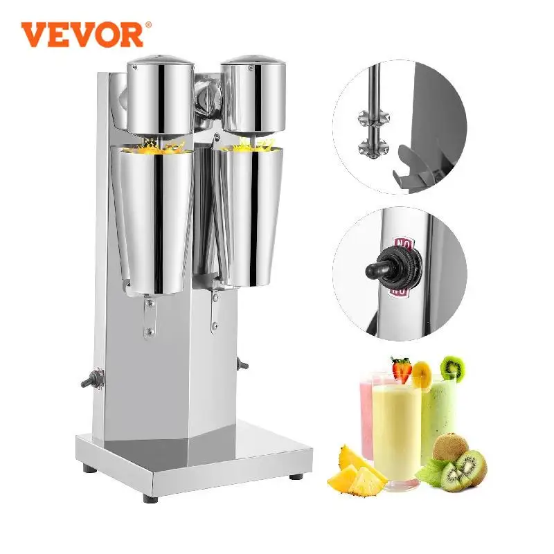 VEVOR Milk Shake Machine 800ML Commercial Auto Double Cups Milkshaker Stainless Steel Shaking Maker Bubble Boba Tea Drink Mixer