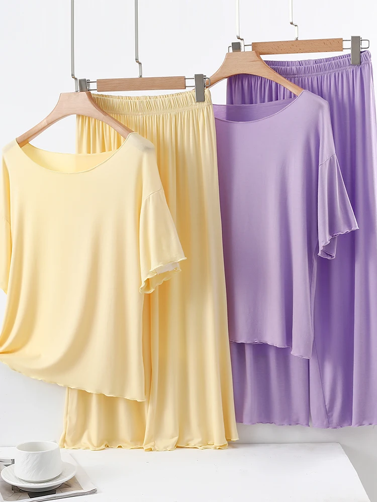 يوليو الغزلان مشروط الصيف خفيفة الوزن ort Sve Spwear مجموعة عادية فضفاضة تناسب حجم كبير ملابس المنزل قطعتين فرقة #3