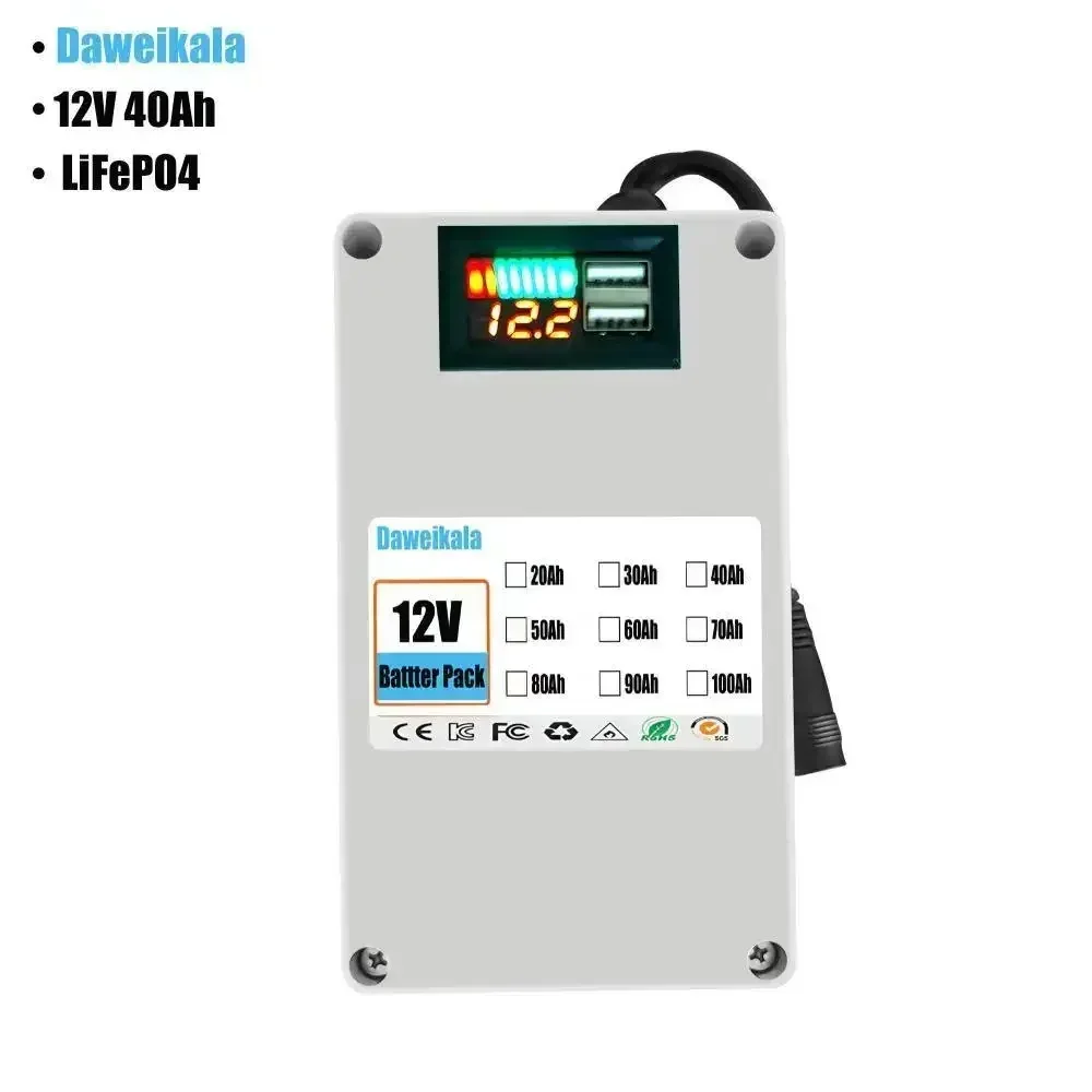 

High Capacity 12V 10AH 20AH 30AH 40AH Lithium Ion Rechargeable Battery with AC Power Charger, 4 Types of Traffic Development