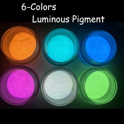 6-Colors Luminous Fluorescent Powder Glow In the Dark Mica Powder Neon Phosphor Powder Nail Glitter Powder &*&