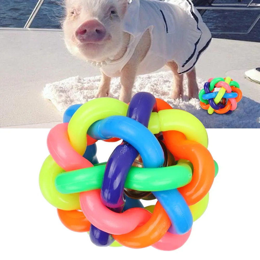 TPR Pet Vocal Toy Colorful 6.5cm Diameter Bell Ball Toy Non-Toxic Material Bite Resistant Interactive Pet Toy Indoor Fun