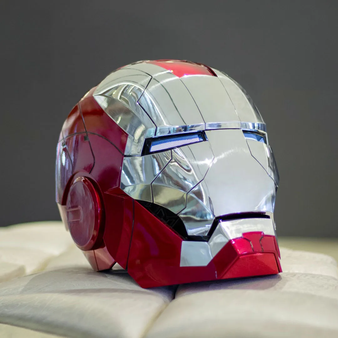 Avenger Iron Man Mk-5 Helmet Electric 1/1 Mk5 Helmet Remote & Voice Control Cosplay Light Led Ironman Action Figure Toys Gifts