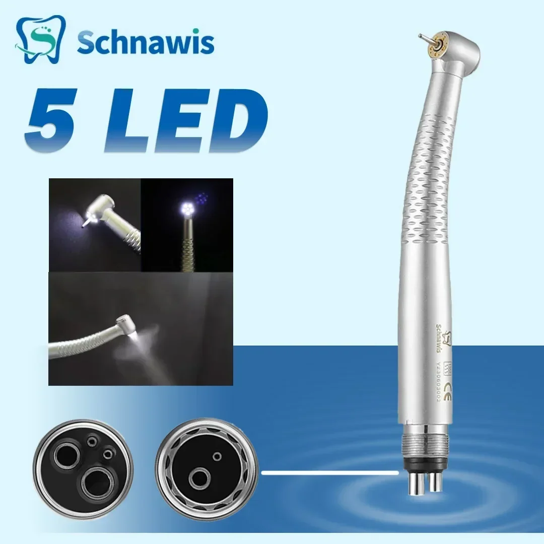 Dental High Speed Handpiece 5 Led Air Turbine Handpiece with 5 Water Sprays Cartridge Rotor Handpiece 2/4Hole Dentist Instrument