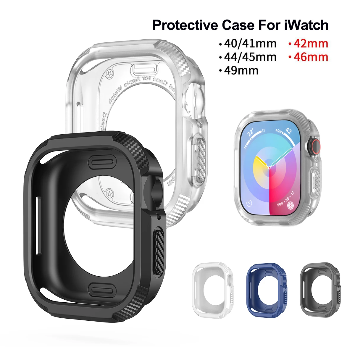 

For Apple iWatch 10 TPU Protective Case iWatch Series 3456789 Ultra Watch Case 40/41mm 44/45mm 49mm 42mm 46mm Case