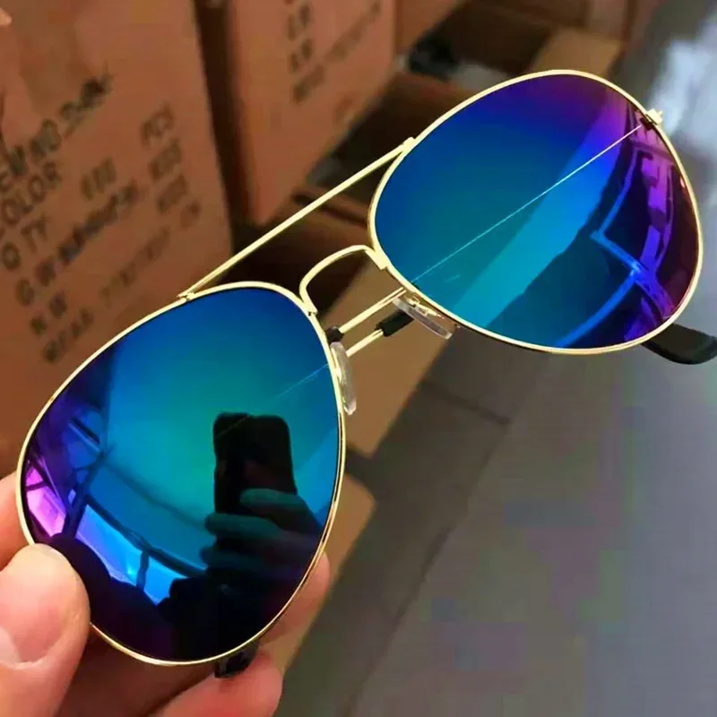 1PCS Fashion Metal Sunglasses for Women Men Pilot Round Gradient Mirror Outdoor Driving Glasses image 5