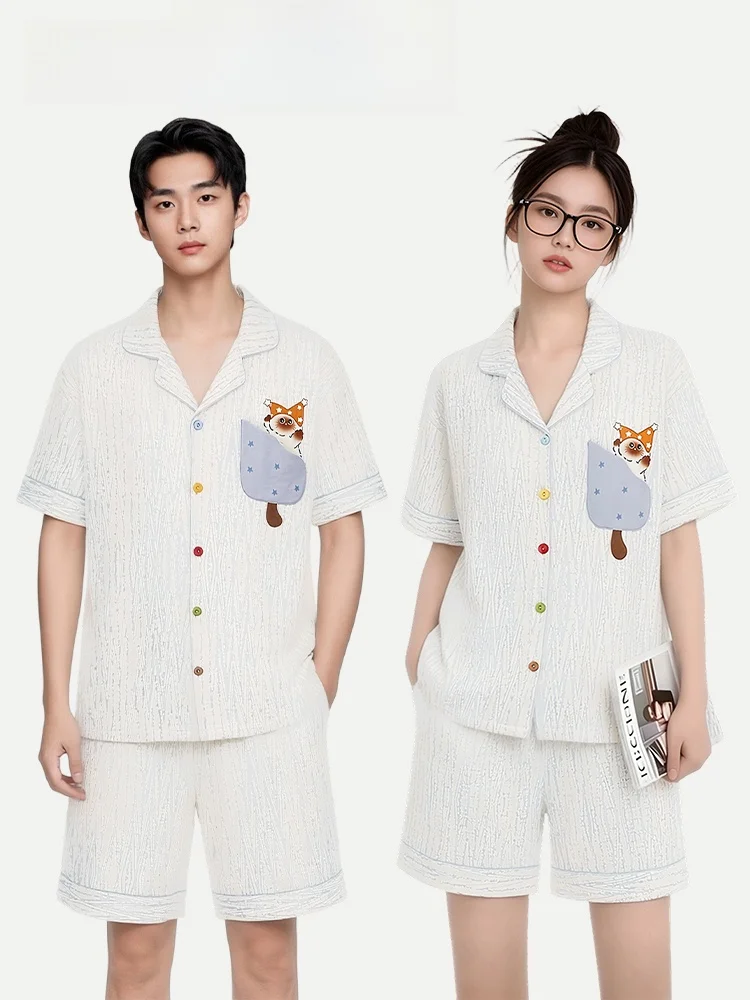 PinkBread Star Hat  Couples Pajamas Pure Cotton Short Sleeve Women's Cartoon Summer Home Clothes Suitable for Outdoor Wear