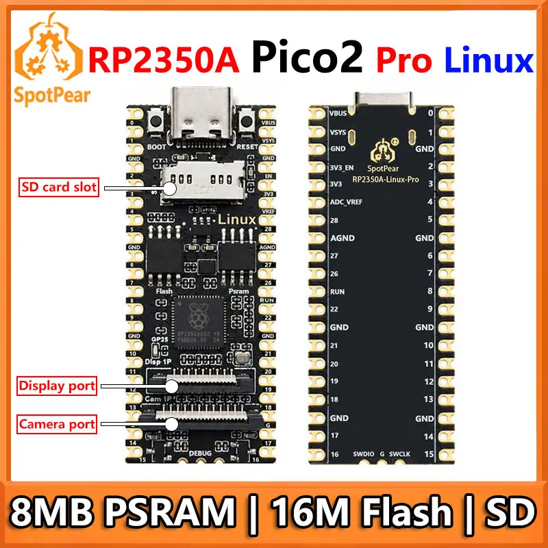 Raspberry Pi Pico 2 Pro RP2350A Linux PSRAM-8MB Development Board N16R8 Display TouchScreen Camera Dual-core &Dual-architecture