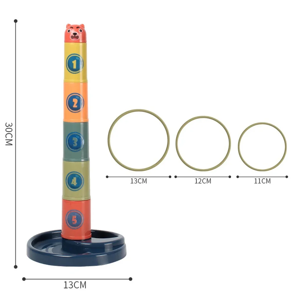 ของเล่นเด็กวงกลมโยน Pile Tower ของเล่นเพื่อการศึกษาสําหรับทารกการศึกษาเด็กของขวัญซ้อนของเล่นสําหรับเด็กผู้ปกครองเกม