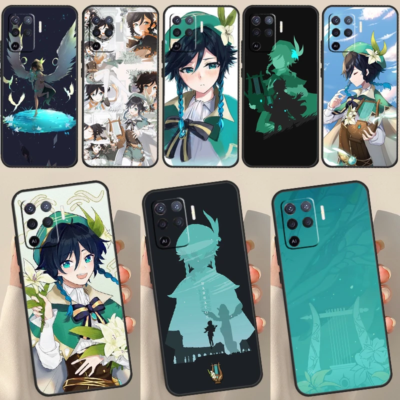 Genshin Impact Venti Case For OPPO A1K A3S A5S A15 A16 A52 A72 A5 A9 A31 A53 A83 A91 A93 A54 A74 A94 Cover Capa