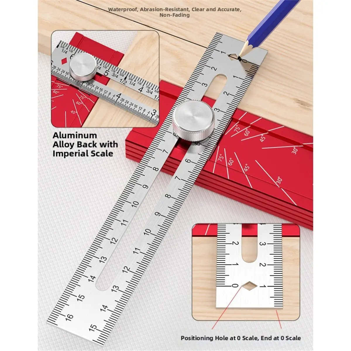 Best sales 2026 Woodworking Multi-Angle Marking Secure Lock Design Protractor Depth Measuring Ruler Adjustable Tool