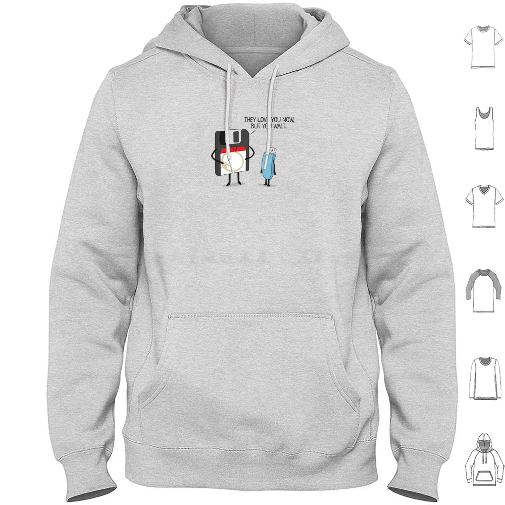 The Coffee Stained Floppy Hoodie Cotton Long Sleeve Floppy Disk Retro Tech Vintage Computer Geek Funny Coffee Stain