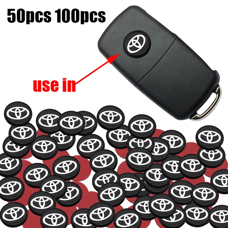 50pcs 100pcs Hot sale 14mm 3D Aluminum Car Logo Key Fob Decoration Emblem Auto Key Badge Sticker Accessories For TOYOTA