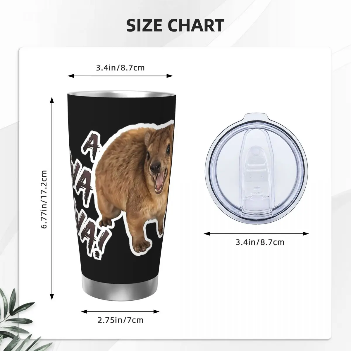 Awawa Angry Screaming Rock Hyrax Meme Stainless Steel Tumbler Vacuum Insulated Mugs Thermal Cold Cup Straw With Lid 20oz