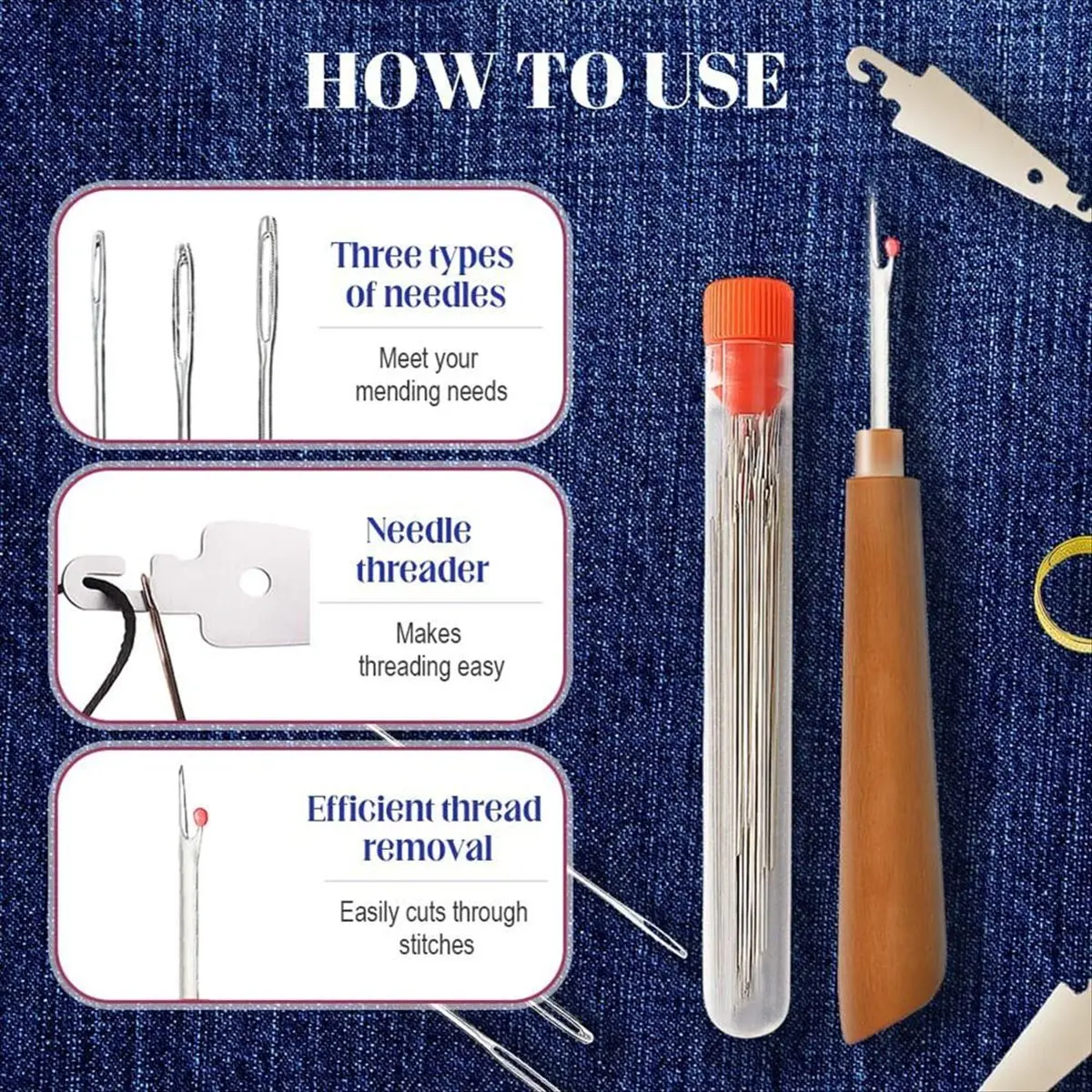 31 Pcs Sewing Tool Set Big Eye Steel Needle Set Handmade Quilting & Sewing Needles Kit for DIY Sewing