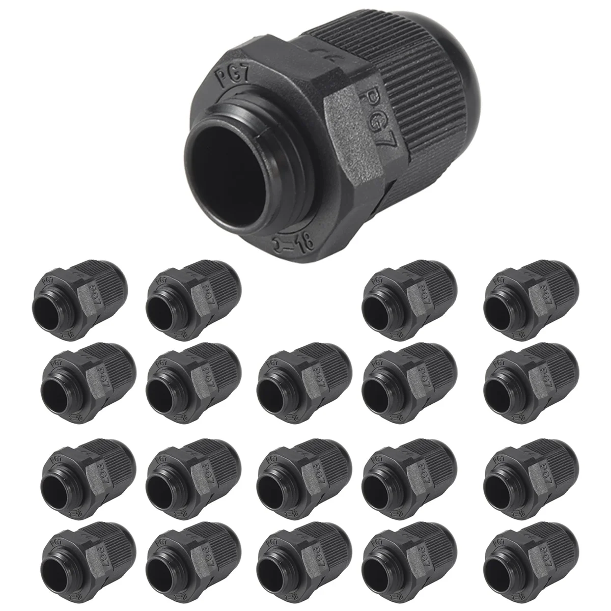 20 Pieces Black Plastic Waterproof Cable Gland Connector PG7