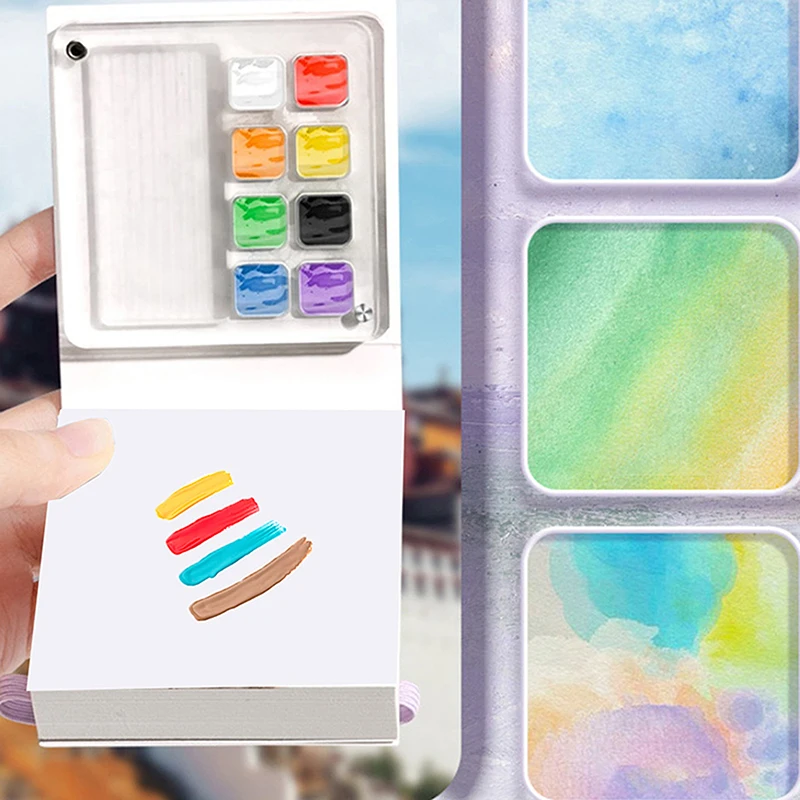 Painting Practice Paper Board Outdoor Travel Sketching Mini Pocket Watercolor Book Portable Mixing Palette Papers Drawing Tool ﻿