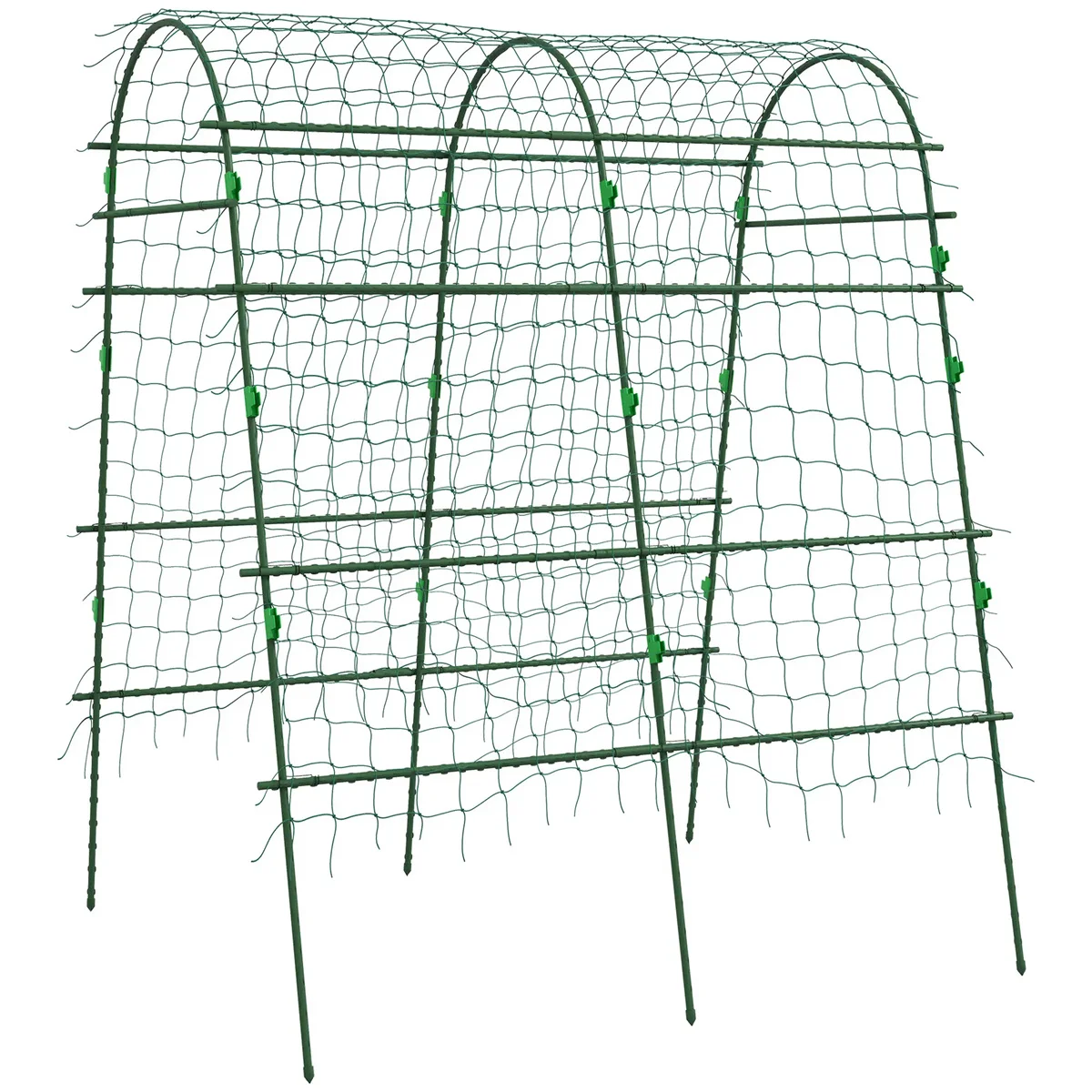 

Outdoor Metal Garden Trellis with Climbing Net,57" X 66" X 81", Green