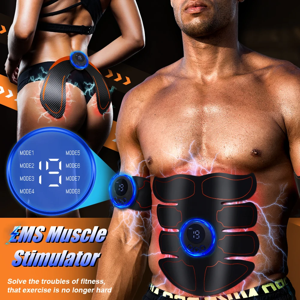 EMS Muscle Stimulator Wireless Electric Fitness Abdominal Pulses Massage Training Pad Weight Loss Sticker Body Slimming Massager