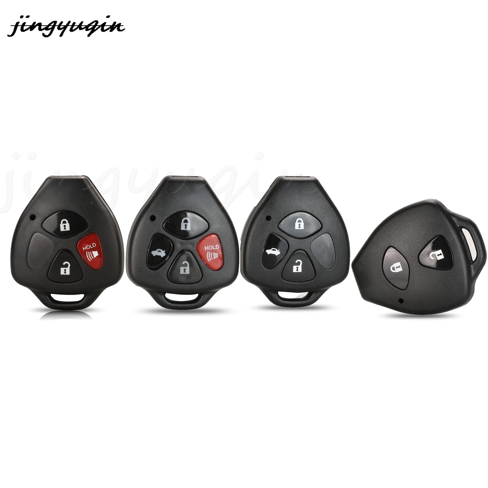 

jingyuqin 10pcs 2/3/4 Buttons Car Remote key shell Fob For Toyota Camry Corolla Avalon Venza Reiz RAV4 Crown No Blade key Case