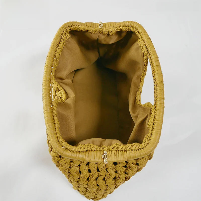

ZAR FENDEN Faion 2025 Summer New Sle St Woven Handbag Clip on Lunchbox Bag Chinese Sle Single Strap Casual Handheld