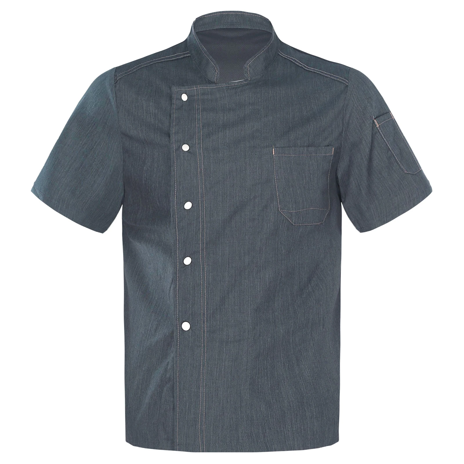 Chaqueta de Chef de manga corta para hombre y mujer, camisas de cocina, uniforme de camarero de restaurante de panadería, ropa de cocina de Hotel, abrigo de Catering