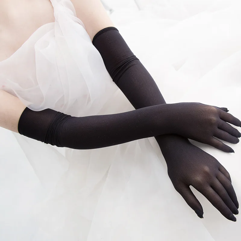 Sexy Thin Transparent Elastic Tight Stocking Gloves Women Night Club Wedding Dance Party Sunscreen Summer Etiquette Gloves