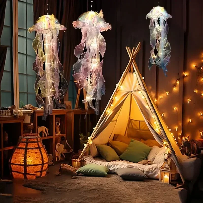 Gradient Jellyfish Light Decoration LED Light Festival Pendant Courtyard Lighting Handmade Light