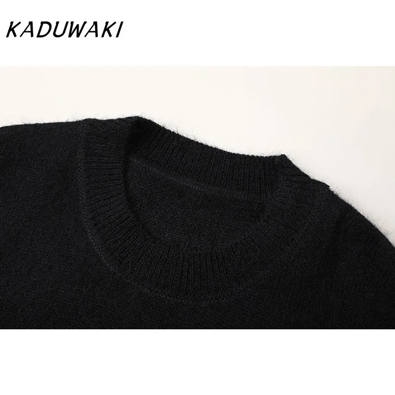 KADUWAKI Fall/winter Women's Retro Round Neck Long-sleeved Jumper Fashion Spotted Dog Sequins Letters Embroidered Flower Sweater