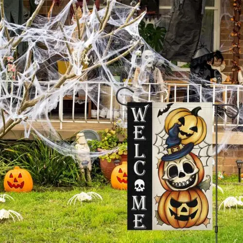 Wodison Halloween Garden Flag 12x18 Inch Small Double Sided Burlap Skull Pump... KKL AAL HHM WZZ yyi