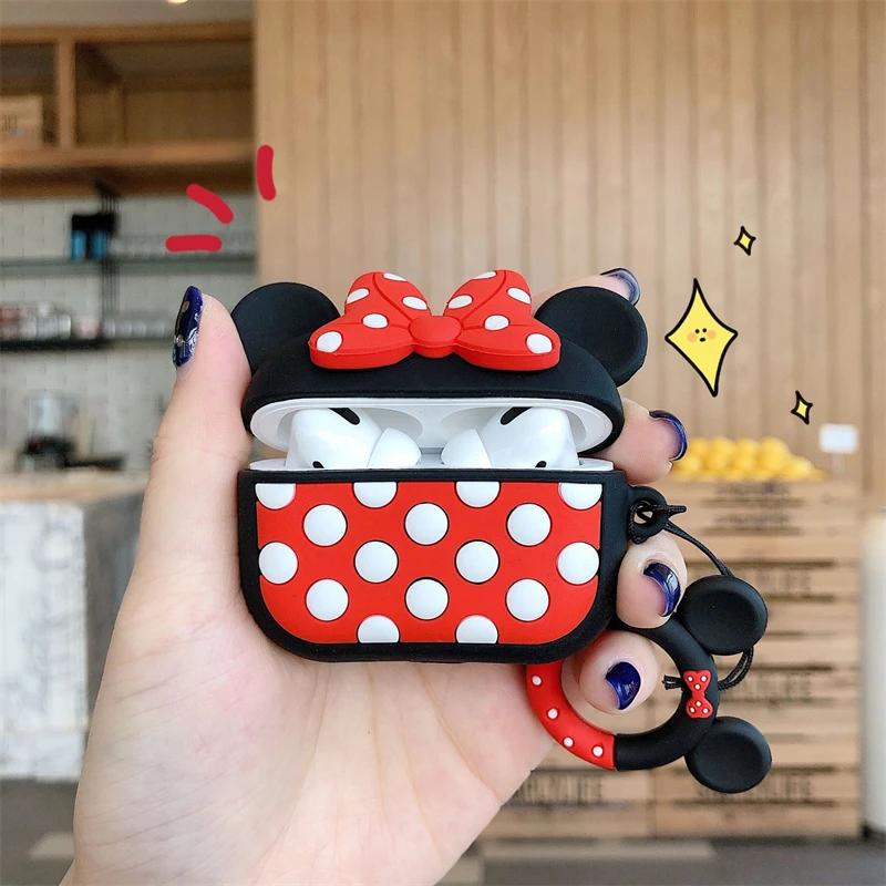 Disney-Caso bonito sem fio Bluetooth Headphone, desenhos animados 3D, Mickey, Minnie, AirPods Pro, estojo protetor macio, Apple 1, 2, 3 Generation