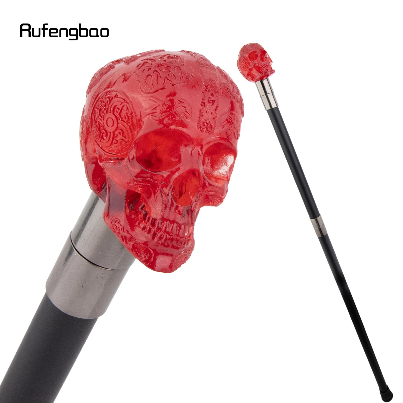 red-transparent-resin-flowers-skull-skull-colorful-costume-prop-stylish-cane-aesthetic-decorative-stick-theatrical-prop-92cm