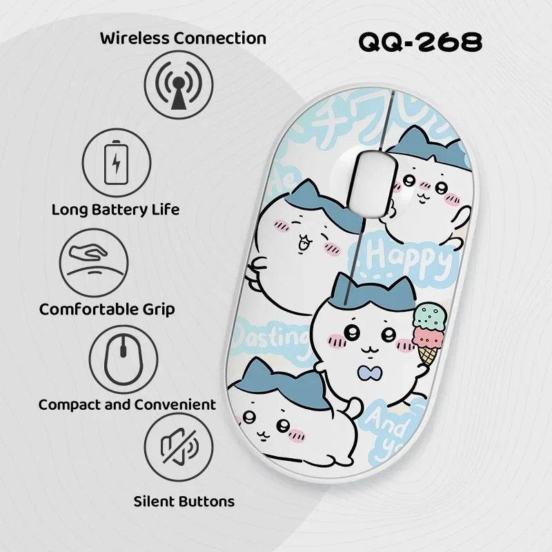 

Chiikawa Bluetooth Mouse Cute Mini Silent Wireless Mouse for Mac Laptop Computer Slim Ergonomic Design Dual-Mode Cartoon Mouse