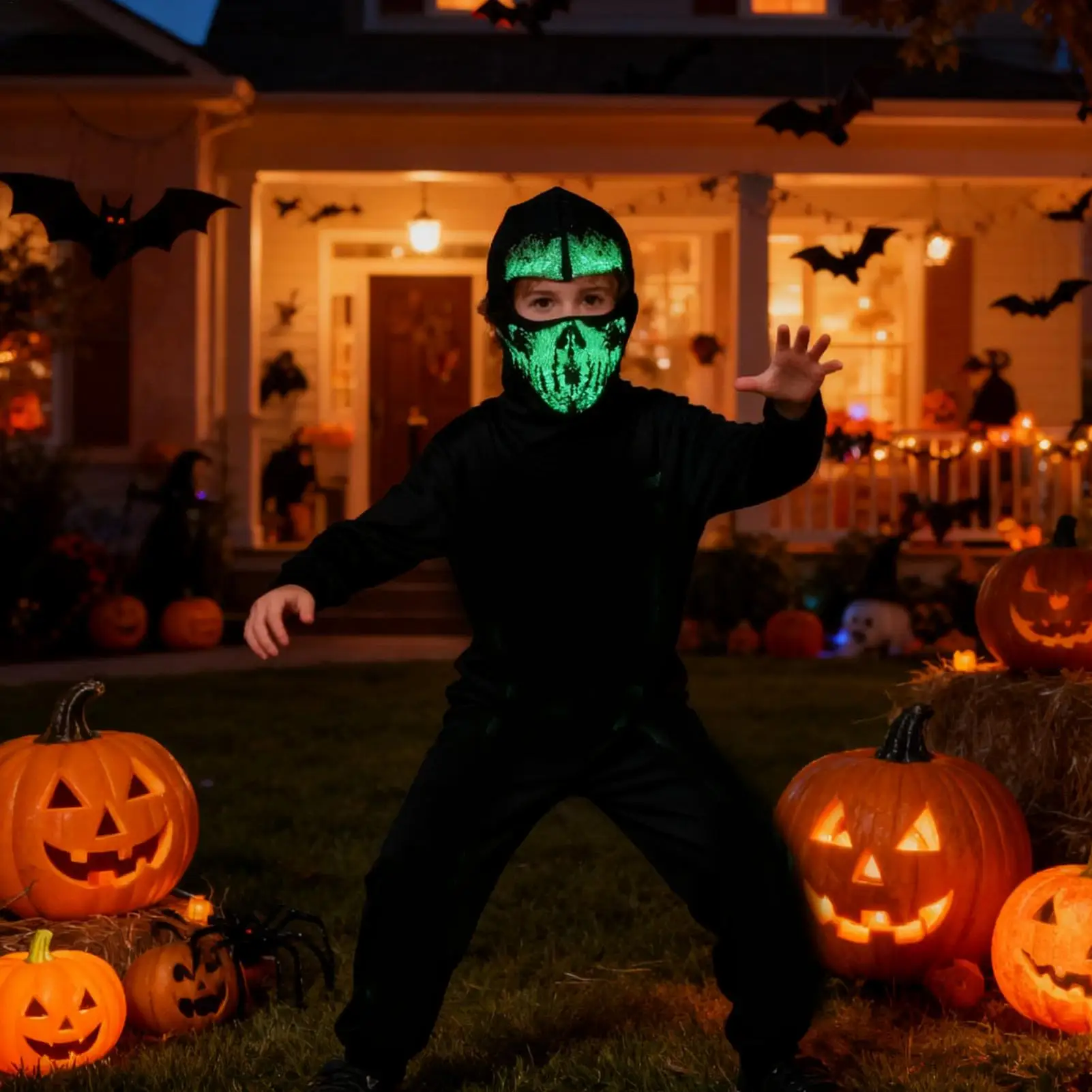 

Чехол для лица на зиму Хэллоуин, светящийся капюшон, защита от пыли и солнца, полный чехол для бега, велосипедистов, женщин, косплей, мотоцикл