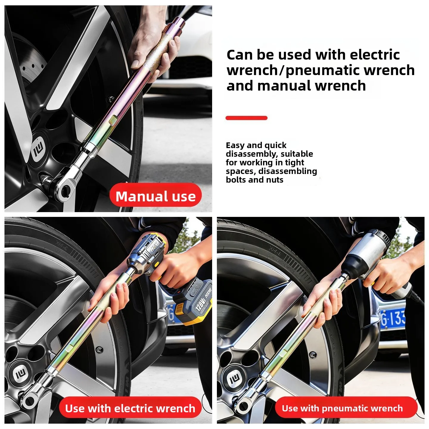 

Heavy Duty 2-in-1 Ratchet Wrench Manual Pneumatic Electric Universal New Auto Repair Tool