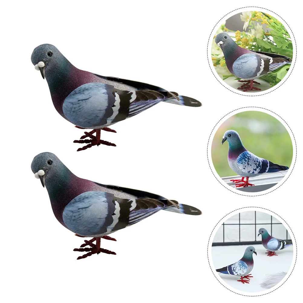 

2 Pcs Foams Bird Figurines Dove Crafts Miniature Statue Fake Toy Pigeons Micro Landscape Ornament Birds Statues Small