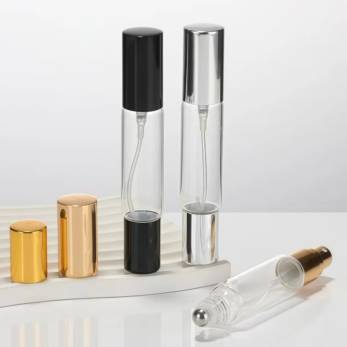 3 stks 10 ml tweekoppige glazen parfum doseren fles Hervulbare Parfumflesjes Glazen Spray Fles Bal-type Opslaan Cosmeti