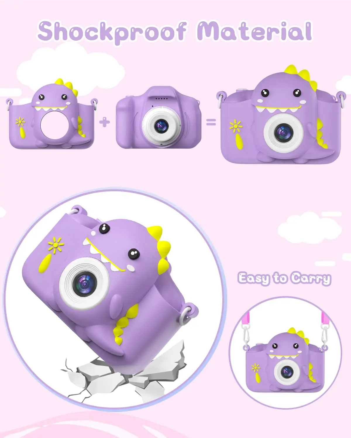 Fotocamera per bambini HD 1080P 2.0" Mini fotocamera giocattolo Fotocamera digitale selfie portatile con scheda 32G per ragazzi e ragazze