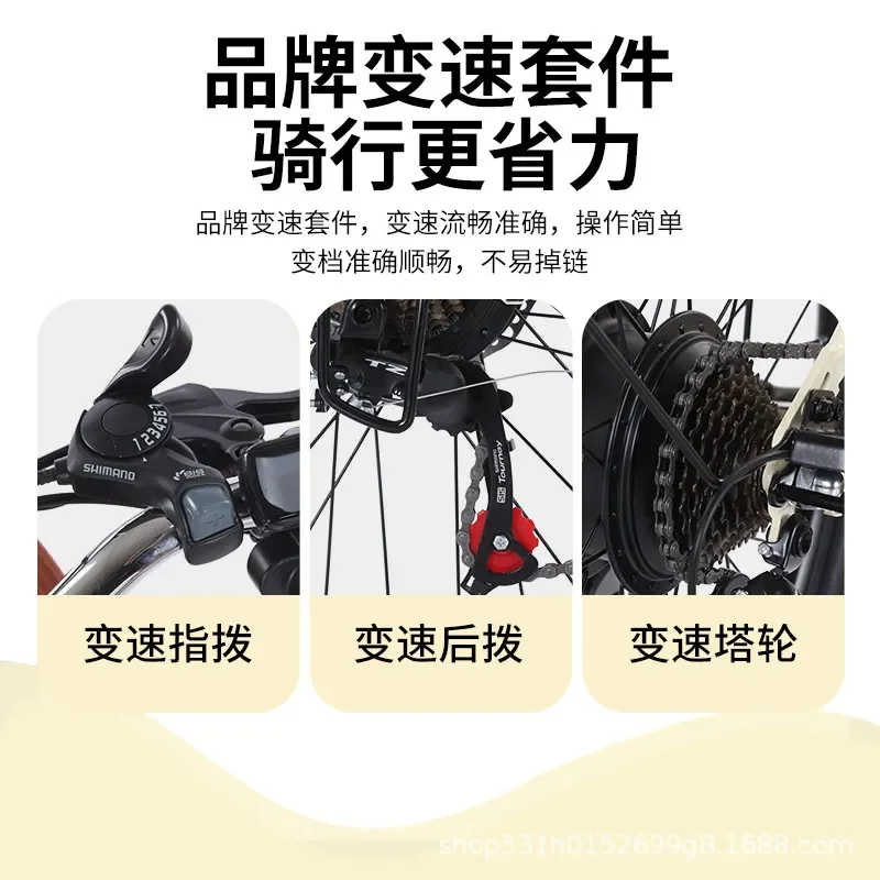 24 Inch Electric Bicycle with Lithium Battery Variable Speed Commuting Scooter Lightweight E Bike for Recreation and Daily