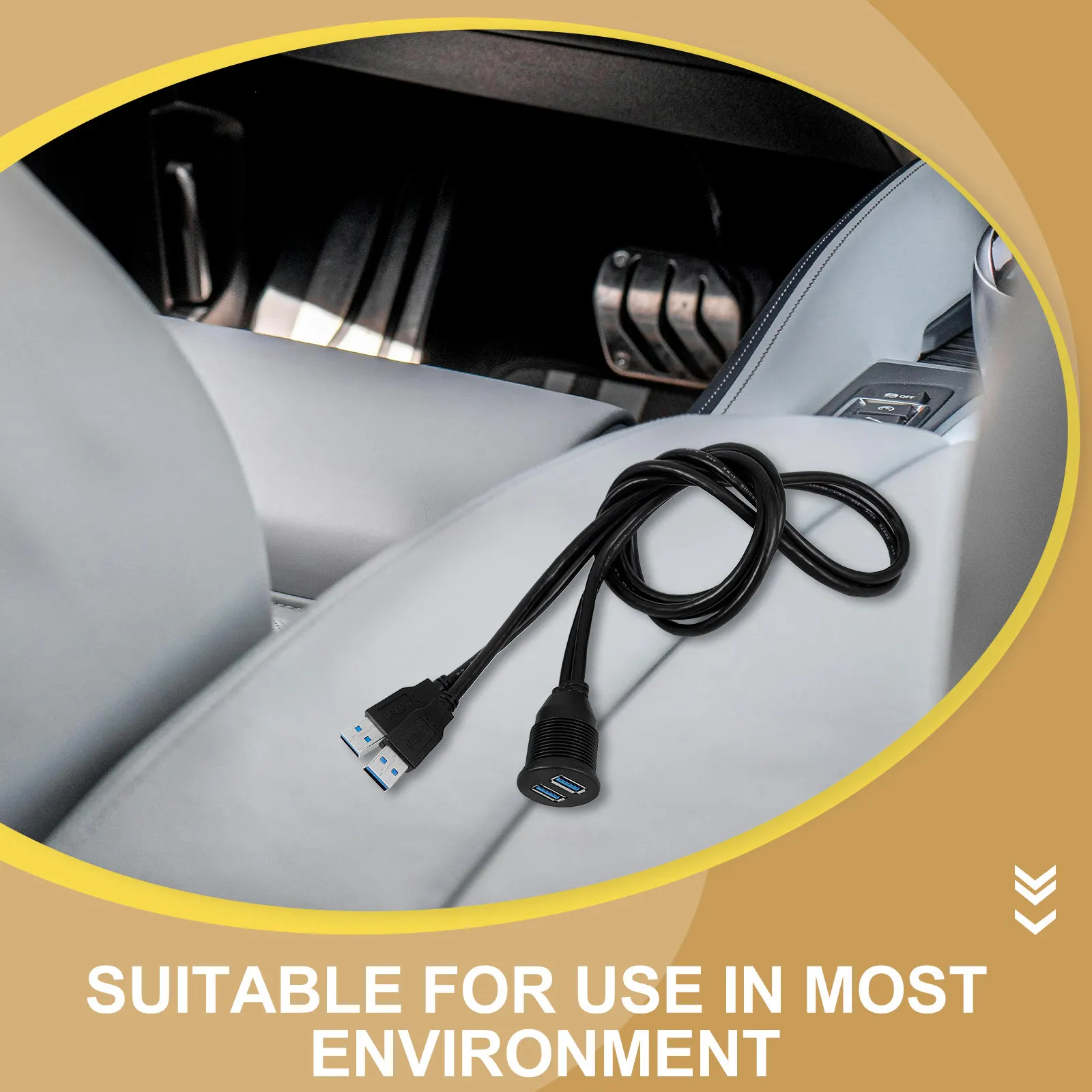 

Dual USB 3.0 Panel Mount Cable Male to Female Car Truck Boat Extension High Speed USB Port for Automotive Dash Mount