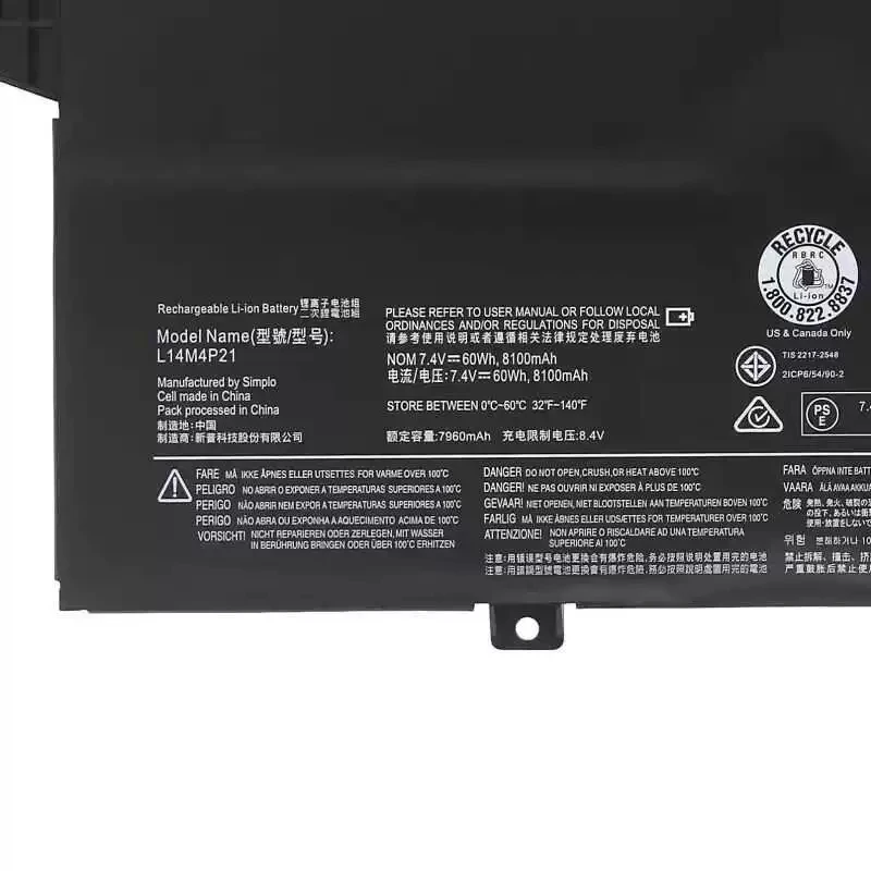 Laptop Battery L14S3P21 L14S4P21 L14M4P21 L14M3P22 For M41-70 K41-70 K41-80 K4170 M41-80 Series Notebook 7.4V/8100mAh/64Wh