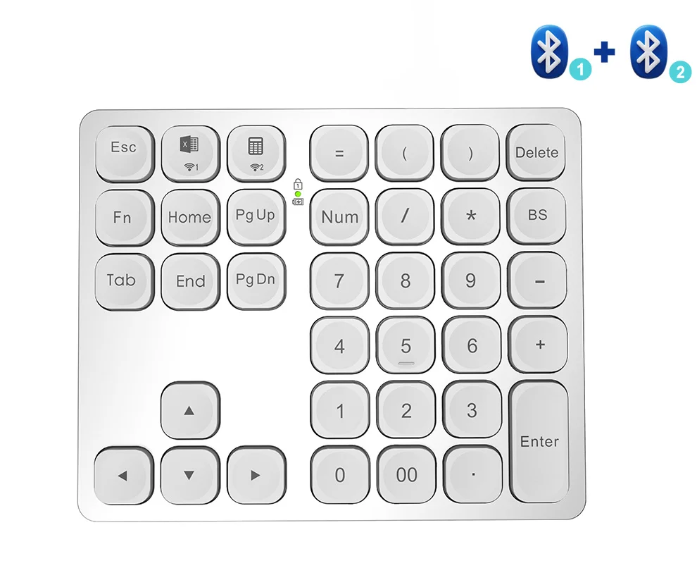 BOW Silver Bluetooth Numeric Keyboard Rechargeable Wireless Number Numpad for iPad Laptop Windows ios Slinet Digital Keyboard