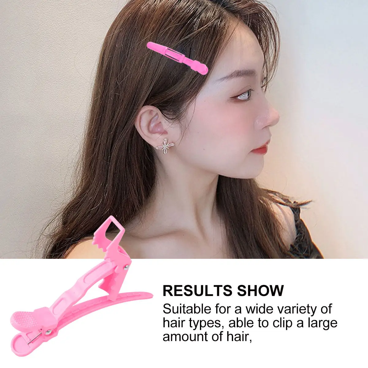 

15pcs Hairdressing Clips Pink Sturdy Lightweight Plastic Partition Hair Clips For Salon Home Diy Makeup Washing Face